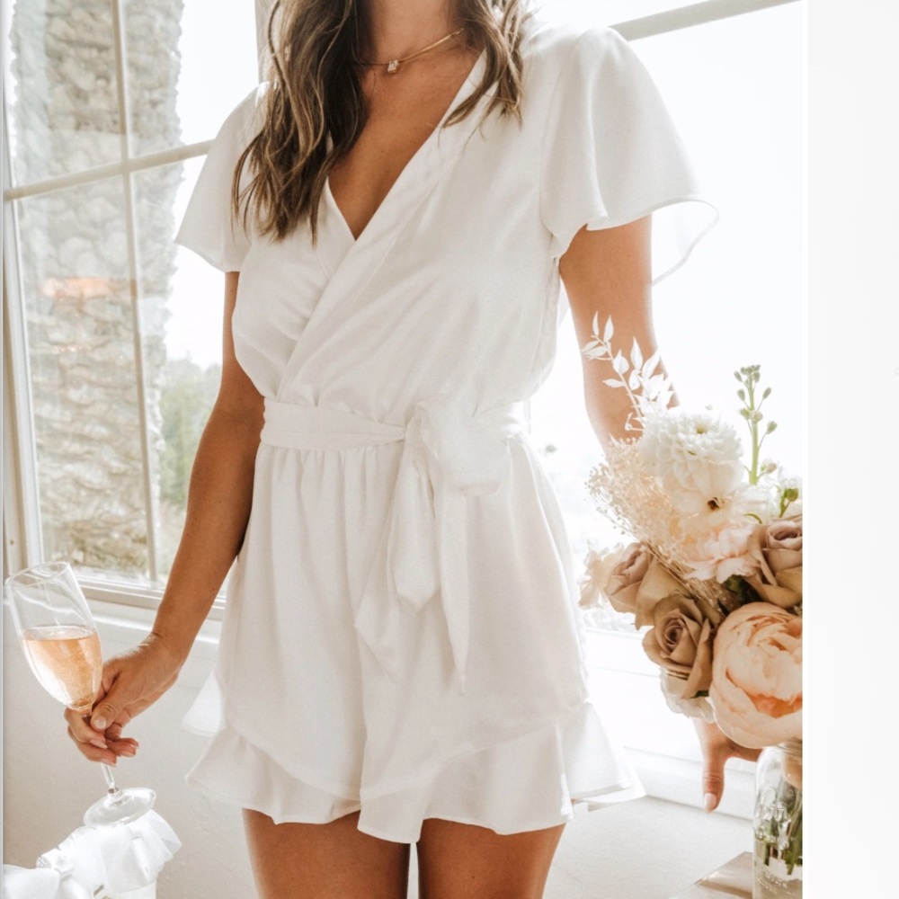Ivory luxe satin romper